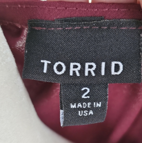 Torrid Babydoll Women's Elegant Burgundy Georgette Smocked Blouse Size 2X. - Picture 12 of 15